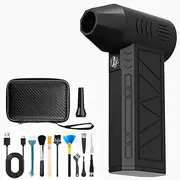 AUTOWT Electric Air Duster, 130000RPM Portable Rechargeable Cordless Air Blower with LED Light and 2 Nozzles, 4-Speed Adjustable, for Computers Car Keyboard Electronics Cleaning