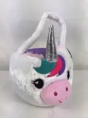 New Large White Unicorn Easter Halloween Basket Large Soft Plush