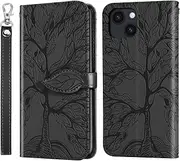 for iPhone 15 Plus Case PU Leather Folio Flip Cover with Card Slots, Magnetic Wallet Phone Case for iPhone 15 Plus - Black
