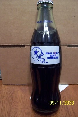 Dallas Cowboys S.B. XXVIII Champs - Unopened Coca-Cola Bottle