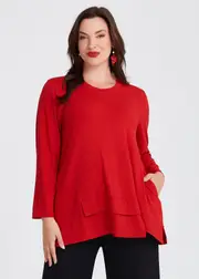 [TS] Taking Shape Wiseguy Natural Angle Top Size 26 in Ribbon RED, Viscose - Plus Size Women's Tops & T Shirts Ribbon Red