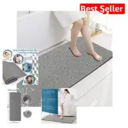 Durable 17.1x59 Non-Slip Shower Mat - Grey Exfoliating Bath Rug for Safety