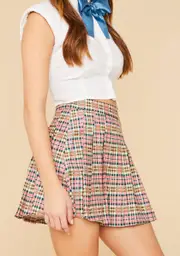 Rose Study Date Plaid Pleated Mini Skirt