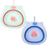 BESTonZON 2pcs Boys and Girls Wash Basins Collapsible Wash Basin Portable Sink for Infant Bathing Sturdy Folding Tub Drain