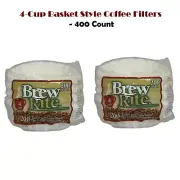 4-Cup Basket Style Coffee Filters Disposable White Paper - Brew Rite 400 Ct