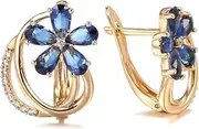 Ear Studs Blue Natural Zircon Flower Stud Earrings for Women Wedding 585 Rose Gold Earrings Fashion Vintage Jewelry Ear Stud