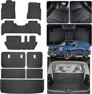 Floor Mats for 2025 Nissan Armada&Trunk Mats&Backrest Mat fit 8seats (Not for 7seats) TPE All-Weather Set Cargo Liners Covering The Backrest，Custom Fit Non Slip-car mats Accessories