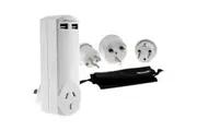 HPM World Travel Pack Adaptor w Twin USB Charger 3 International Plugs White