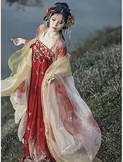 [JIMINISO] Clothing for Women Tang Dynasty Embroidery Red Big Sleeve Shirt Chest-Length Ruqun Skirt Robe Set
