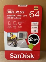 SANDISK ULTRA PLUS MICROSDXC UHS-I CARD W/ADAPTER 64GB NEW SEALED