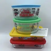 Pyrex Disney Mickey & Friends 8-Piece Forever Friends Glass Storage Set New