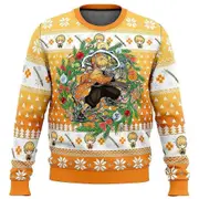 Fire Rengoku Demon Slayer Christmas Sweater Christmas Sweater Gift Santa Claus Pullover Men 3d Sweatshirt And Top Autumn And Win EL1020 XXXL