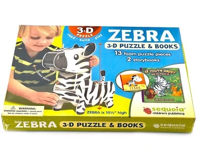 Book & Zebra Puzzle Storybooks Kids Educational Activity Toy Puzzle New In Box