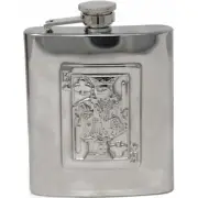 8 oz Pocket Hip Alcohol Liquor Flask in Etched King of Clubs Print