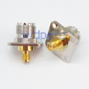 UHF SO239 SO-239 jack to SMA female 4 hole panel RF Connector Converter Adapter