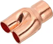 uxcell 3/4" x 1/2" x 1/2" ID Tee Y Type Copper Fitting, 1 Pcs Welding Joint Split Union Intersection for HVAC, Air Conditioning Refrigeration System