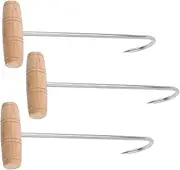 [ibasenice] 3pcs Stainless Steel Puller Hook Slotted Shoes Shoe Horn for Boots Travel Shoehorns Pulling Pulls Shoe Lifting Helper Long Stainless Steel Shoehorn Shoe Aid Tool Shoe Remover Wood Silver