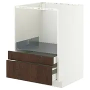 METOD / MAXIMERA base cabinet f combi micro/drawers, white/Sinarp brown, 60x60x80 cm