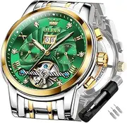 [OLEVS] Automatikuhren für Herren Tourbillon Automatik Mechanik Luxus-Kleid Edelstahl Armband Leuchtend wasserdicht Herren-Armbanduhr