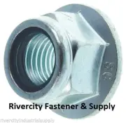 (100) M5-0.8 Metric Hex Flange Stop Lock Nut Nylon Insert DIN 6926 M5x0.8 / 5mm
