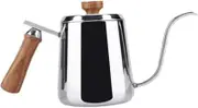 Generic Gooseneck Kettle Coffee Kettle, Coffee Maker Wooden Handle Spout Coffee Pot Teakettle for Camping Restaurant Picnic Home, Silver 350ml