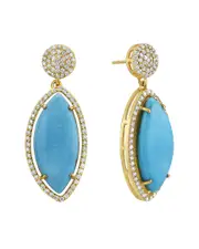 Forever Creations 14K 13.00 ct. tw. Diamond & Turquoise Earrings