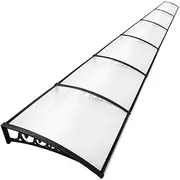 Instahut Window Awning Transparent PC Panel with Black Bracket Outdoor Door Canopy Sun Shade Shelter, Patio Terrace Garden Baconly Porch Shield Rain Snow Eaves Cover Protector, 1mx6m DIY