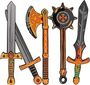 Foam Swords Weapons Toy for Boys - 17 inch Foam Sword Axe and Hammer - Pack of 5 Kids Ninja Weapons Foam Swords for Kids - Play Toy Swords Pretend Playset for Boys, Kids Foam Weapons Gift Boys & Girls