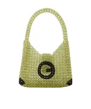 bead-embellished two-tone shoulder bag One size Green