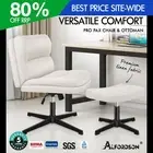 ALFORDSON Office Chair Computer Seat Cross-legged Work Ottoman Velvet Beige