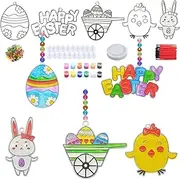 20 Sets Easter Day Suncatchers Ornaments Decorations DIY Window Paint Art Winter Suncatchers Craft Kits Easter Egg Sun Catchers for Kids Classroom Activities Art Project