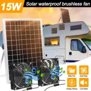 15W Solar Panel Powered & 2 Brushless Fans Kit 12V DIY for RV Chicken Greenhouse
