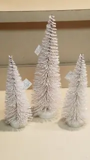 International LLC. Set of Three (3) Sparkle White Table Top Christmas Tree (NEW)