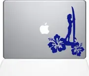 The Decal Guru Surfer Girl Decal Vinyl Sticker, 11" MacBook Air, Dark Blue