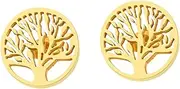 [LIFKOME] Earrings Trendy 1 Pair Tree Ear Studs Family Tree Studs Steel Round Earrings Round Piercing Earings Round Earrings Studs Fashion Earrings Round Earring Studs Life Tree Temperament