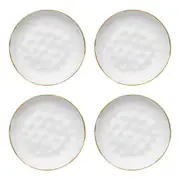 4pc Ecology Speckle Stoneware Cake Plate Serving Dish Tableware Milk/Gold