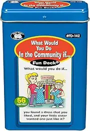 Super Duper Publications | What Would You Do in The Community If… Fun Deck | Social Skills Flash Cards | Educational Learning Materials for Children
