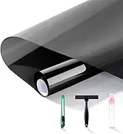 One-Way Window Privacy Film with Installation Tools,Premium PET Material,Heat Control 99% UV Blocking and Privacy Protection and Blackout Window Film (Black, 17.5Inch×78.7Inch)