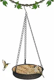 Metal Hanging Bird Feeder Tray,Large Outdoor Platform Feeder for Wild Birds, Squirrel Resistant, 3LB Seed Capacity, Fine Mesh Design for Garden/Yard Decoration (11x11 Inches)