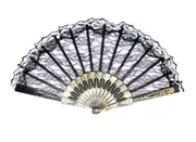 LACE FAN Hand Folding Wedding Party Bridal Spanish Costume Accessory - Black