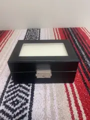 3 Slot Locking Watch Box Organizer Display Case with Key & Glass Window Black