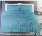 New CYNTHIA ROWLEY Ruffle Comforter Set Teal Shabby French country Chic Summer