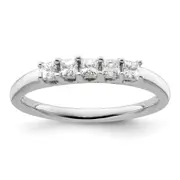 0.34ct. CZ Solid Real 14K White Gold 5-Stone Wedding Band Ring