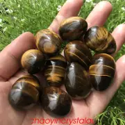 5pcs Natural tiger' s eye jasper egg quartz crystal pendant mineral carved decor