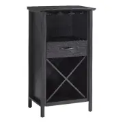 Leick Home 9500-BK Leah Mini Bar Cabinet for Stemware and Bottle Storage-Black
