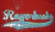 Embroidered Sequin Rhinestone Patch Razorbacks Arkansas Iron On Hotfix Silver