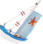 Levemolo Unique Wooden Sailboat Model Mediterranean Style Sailing Ship Statue for Living Room