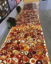 72"x24" Agate Geode Bar Counter Slab Top, Modern German Onyx Agate Table Tops