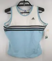 VTG Adidas Tank Top Womens XL Blue White Embroidered Coolmax Workout NWT Cropped