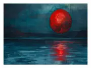 Red Moon Art Canvas Print Wall Art